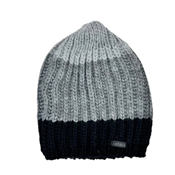 NWT Kensie Beanie Hat Chunky Knit Gray Ombré One Size Winter Unisex Cold Weather - Picture 7 of 7